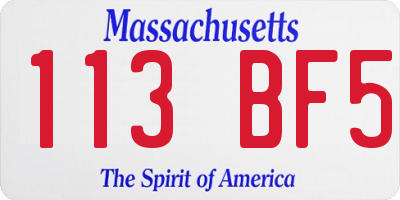 MA license plate 113BF5