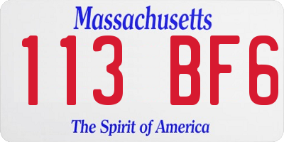 MA license plate 113BF6