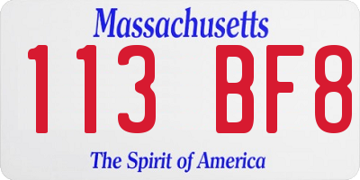 MA license plate 113BF8