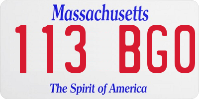 MA license plate 113BG0