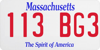 MA license plate 113BG3