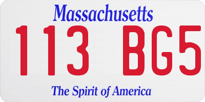 MA license plate 113BG5