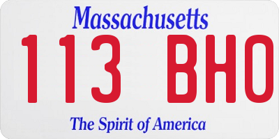 MA license plate 113BH0