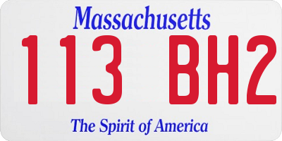MA license plate 113BH2