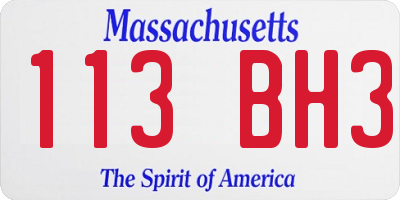 MA license plate 113BH3