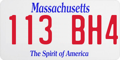 MA license plate 113BH4