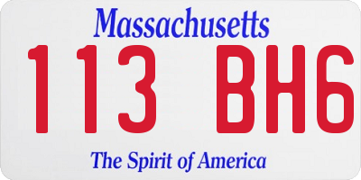 MA license plate 113BH6