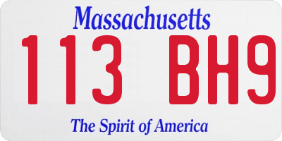 MA license plate 113BH9