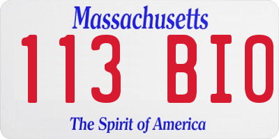 MA license plate 113BI0