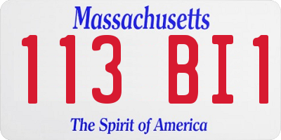 MA license plate 113BI1