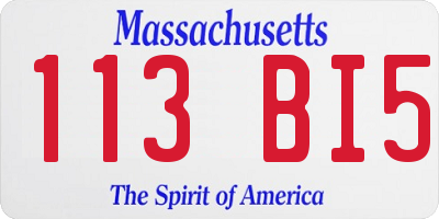 MA license plate 113BI5