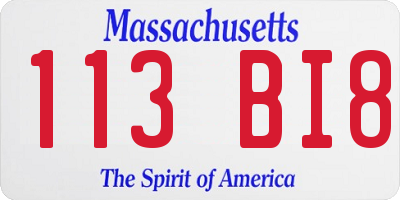 MA license plate 113BI8