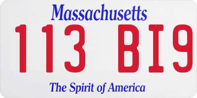 MA license plate 113BI9