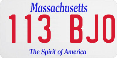 MA license plate 113BJ0