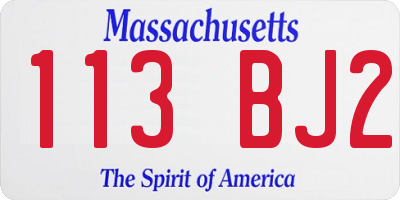 MA license plate 113BJ2