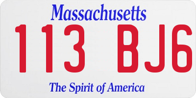 MA license plate 113BJ6