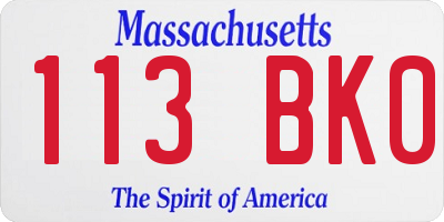 MA license plate 113BK0