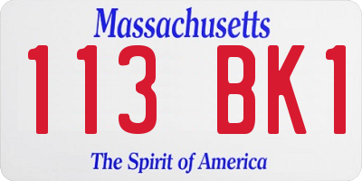 MA license plate 113BK1