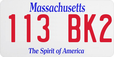 MA license plate 113BK2