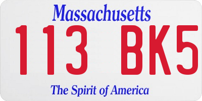 MA license plate 113BK5