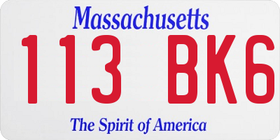 MA license plate 113BK6