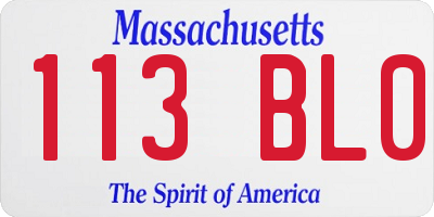 MA license plate 113BL0