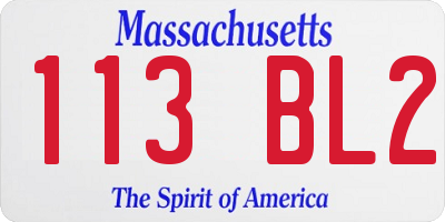 MA license plate 113BL2