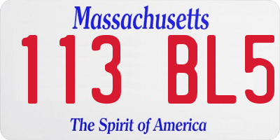 MA license plate 113BL5