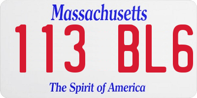 MA license plate 113BL6