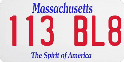 MA license plate 113BL8
