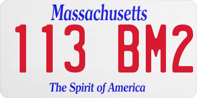 MA license plate 113BM2