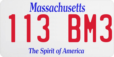 MA license plate 113BM3