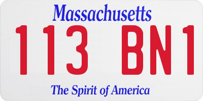 MA license plate 113BN1