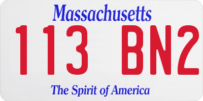 MA license plate 113BN2
