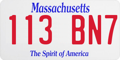 MA license plate 113BN7