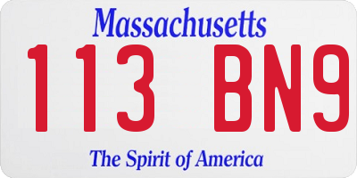 MA license plate 113BN9