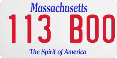 MA license plate 113BO0