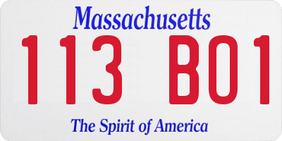 MA license plate 113BO1