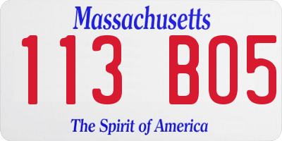 MA license plate 113BO5