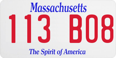 MA license plate 113BO8