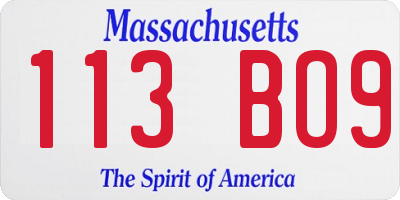 MA license plate 113BO9
