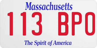 MA license plate 113BP0