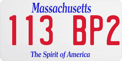 MA license plate 113BP2