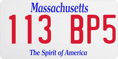 MA license plate 113BP5