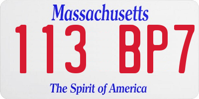 MA license plate 113BP7