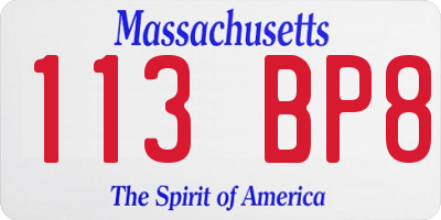 MA license plate 113BP8