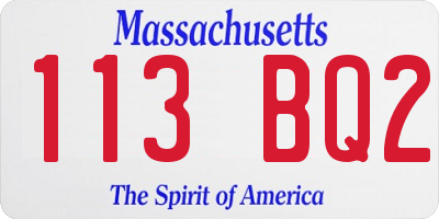 MA license plate 113BQ2