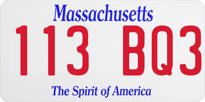 MA license plate 113BQ3