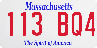 MA license plate 113BQ4