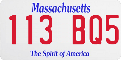 MA license plate 113BQ5